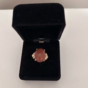Goldstone Cocktail Ring Size 7 18k Gold Electroplated Cubic zirconia stones